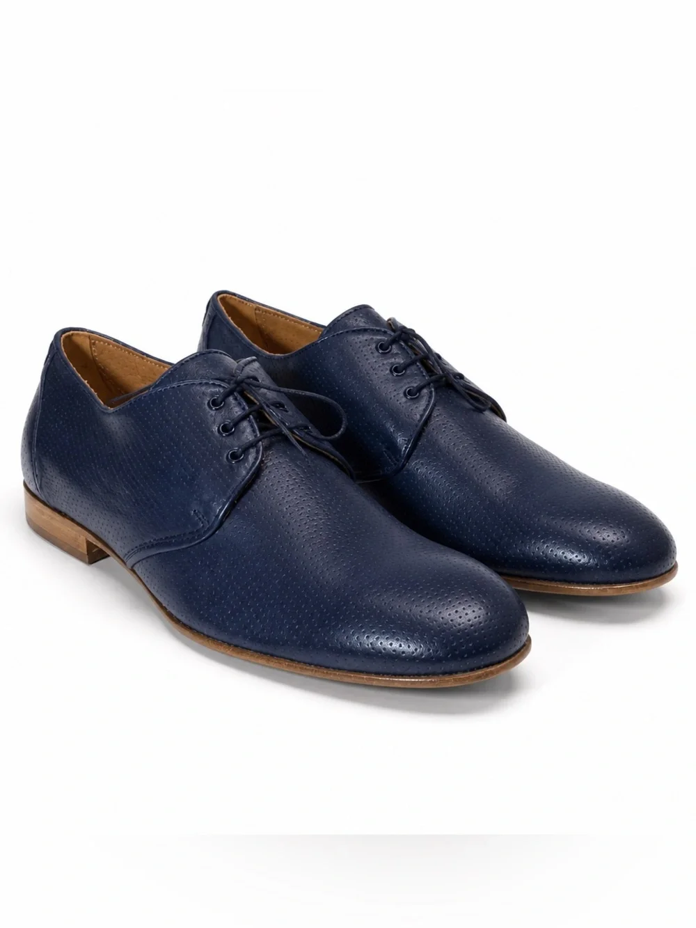 Baldinini Men’s Navy Perforated Soft Leather Comfort Derby Shoes